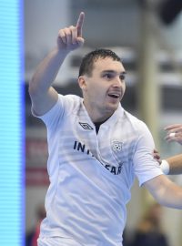 Matěj Slováček slaví třetí gól Chrudimi