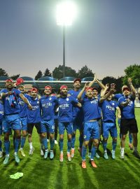 Fotbalisté Viktorie Plzeň slaví zisk ligového titulu
