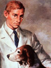 Lékař sir Frederick Banting a student medicíny Charles Best izolují inzulin