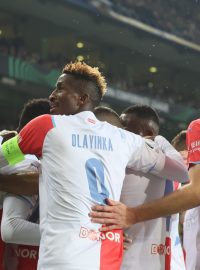 Fotbalisté Slavie Praha slaví výhru v Istanbulu