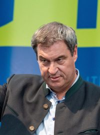 Bavorský premiér Markus Söder na předvolební akci