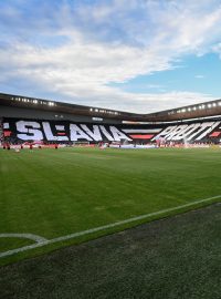 Úvodní choreo pražské Slavie v utkání proti Baníku Ostrava