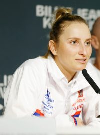 Markéta Vondroušová a Petr Pála na tiskové konferenci