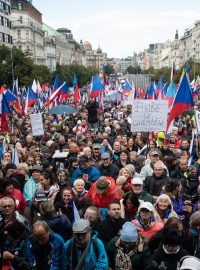 Protivládní demonstrace na Václavském náměstí.