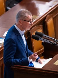 Andrej Babiš při jednání Poslanecké sněmovny ČR