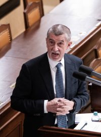 Andrej Babiš při jednání v Poslanecké sněmovně ČR