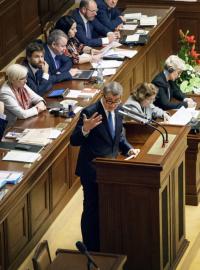 Andrej Babiš z hnutí ANO v Poslanecké sněmovně