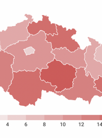 Průměrný počet dní mezi registrací k očkování proti covid-19 a přidělením termínu