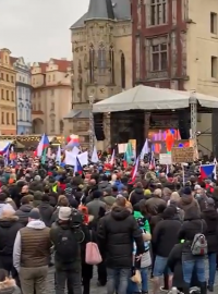 Na Staroměstském náměstí se shromáždili odpůrci vládních opatření.