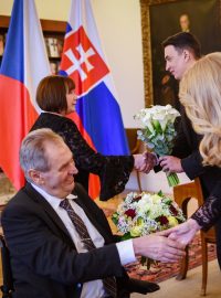 Prezident Miloš Zeman na Pražském hradě přijal slovenskou prezidentku Zuzanu Čaputovou