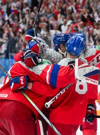 Čeští hokejisté slaví postup do finále mistrovství světa