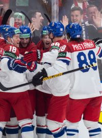Češi se radují z gólu v utkání proti Kanadě