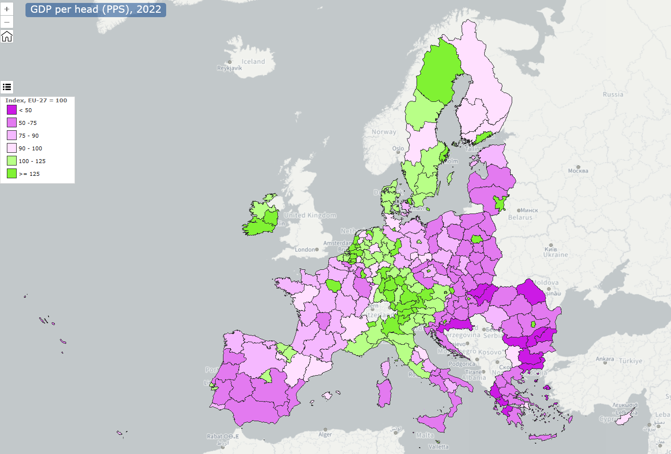 Graf ukazatele HDP na obyvatele | Zdroj: Evropská komise